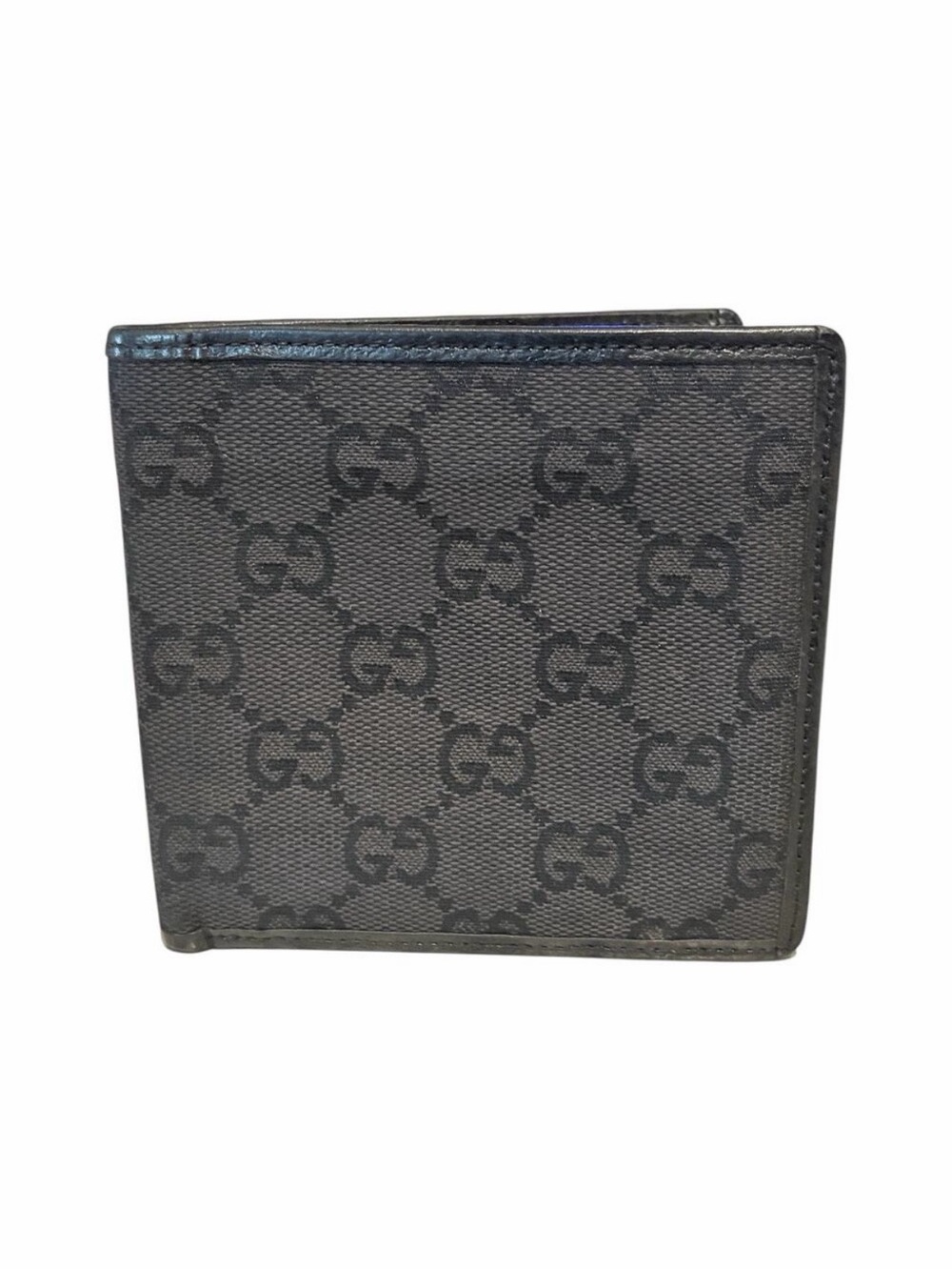 Gucci GG Black Canvas Men's Bifold Wallet with Snap Coin Compartment